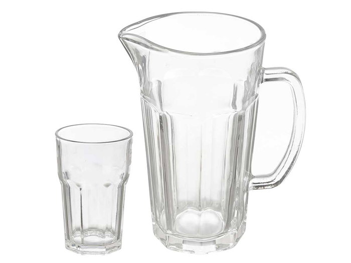 Vivalto Set 5 pièces Carafe et Verres à Eau 29 x 22 x 13 cm Verre Transparent 1,3 L + 315 ml (Set de 4)