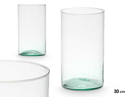 GIFTDECOR Lot de 4 Vases Cylindriques en Verre Recyclé Transparence 17x30cm
