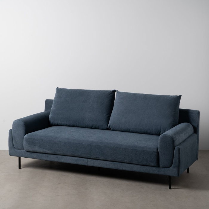 BigBuy Home Canapé trois places Bleu Bois