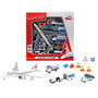 Smoby - Set de jeu aéroport avec 13 pièces, avion et 3 véhicules - Jeu en espagnol/portugais en métal et plastique pour enfants de 3 ans et plus