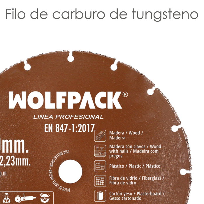 Wolfpack Linea Profesional Disque de coupe bois/plastique 115x1,2mm Wolfpack Linea Profesional Disque de coupe bois/plastique 115x1,2mm