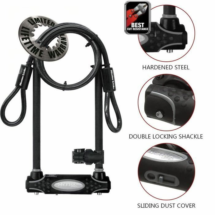 Master Lock Antivol U avec Câble Modèle XL Noir