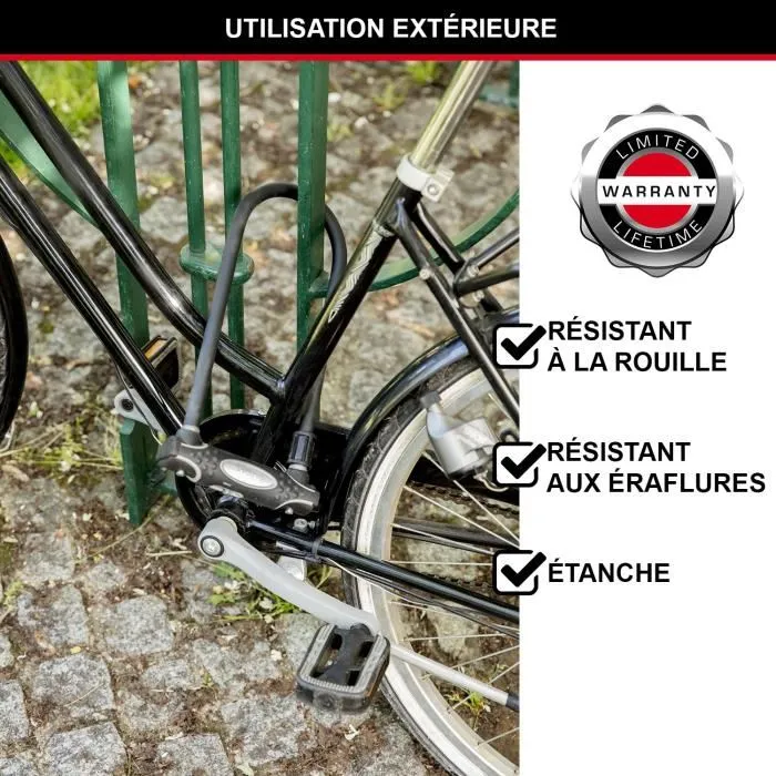 Master Lock Antivol Vélo U avec Câble en Acier, Modèle XL - Sold Secure Gold, Police Approved, VDS A+, 1.2 m