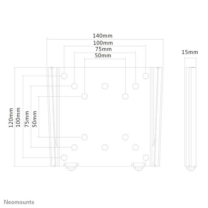 Neomounts Support mural fixe FPMA-W25BLACK pour écrans plats jusqu'à 30" (76 cm), compatible VESA 50x50 à 100x100, max 30 kg, noir