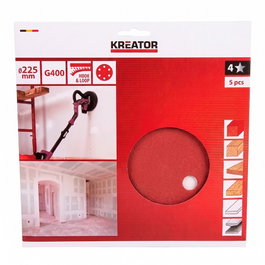Kreator Disco de lija en carton et plâtre ø225 mm grain 400, lot de 5 pcs