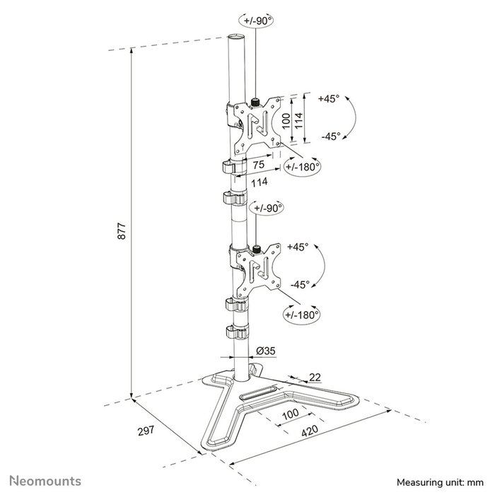 Neomounts DS45-600BL2V Support de table d'écran 10"-32"