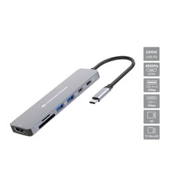 Conceptronic DONN28G Station d'accueil USB-C Hub 7-en-1 Gris 4K 60Hz HDMI