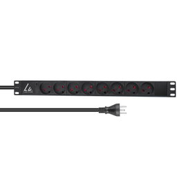 Lanview Bande d'alimentation 19" 13A avec 8 prises de type K danois et câble 2m
