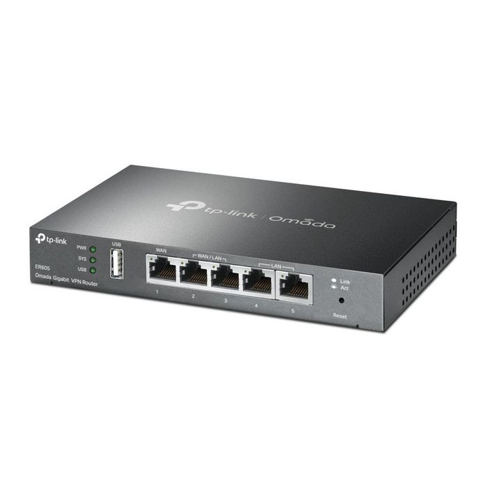 Omada ER605 Routeur VPN Gigabit Professionnel, 5 Ports Gigabit, 3 WAN, USB 2.0 pour Backup 4G/3G, Sécurité Avancée, Compatible Cloud Omada SDN Omada ER605 Routeur VPN Gigabit Professionnel, 5 Ports Gigabit, 3 WAN, USB 2.0 pour Backup 4G/3G, Sécurité Avancée, Compatible Cloud Omada SDN