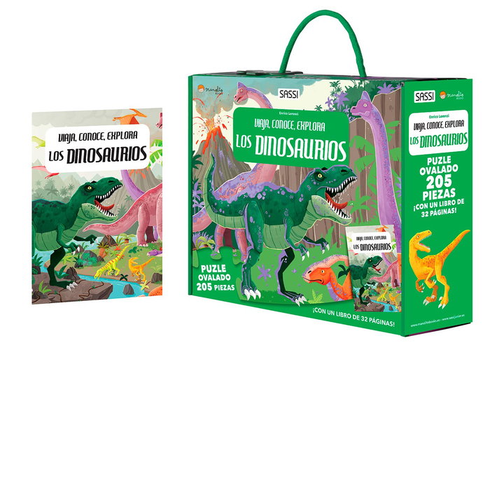 Puzzle Manolito Books 205 Pièces Dinosaures - Jeu Éducatif sur les Dinosauriens de l'Ère Jurassique pour Enfants à Partir de 6 Ans