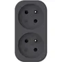 Biplite - QUARX - Prise double 2P 16A - Noir et gris anthracite - Puissance 3680W - Conforme à la norme NF - Pour usage domestique ou professionnel