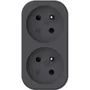 Biplite - QUARX - Prise double 2P 16A - Noir et gris anthracite - Puissance 3680W - Conforme à la norme NF - Pour usage domestique ou professionnel