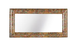 GINER Y COLOMER - Miroir décoratif en bois de manguier massif avec incrustations de mosaïques artisanales multicolores, style bohème ethnique, dimensions 98x38 cm