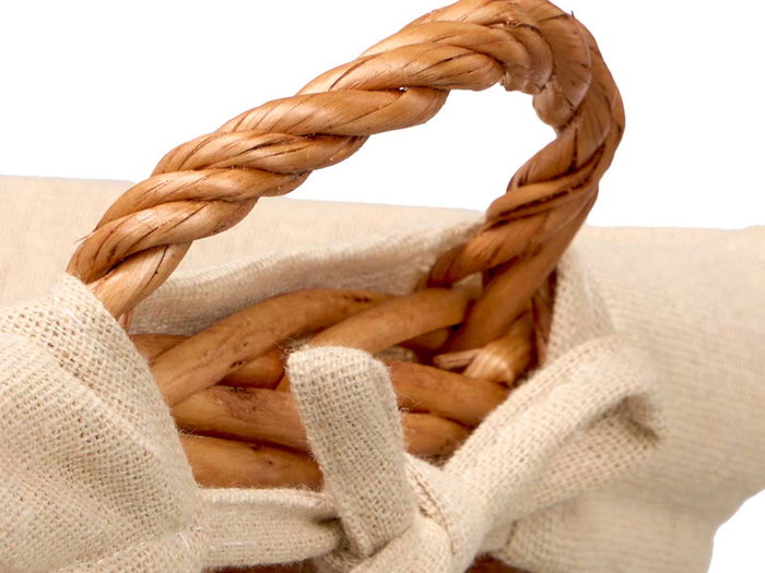 Kipit Cesto carré avec anses 35x28x13 cm tissu et osier naturel (Set de 24)