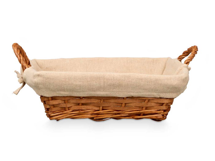 Kipit Cesto carré avec anses 35x28x13 cm tissu et osier naturel (Set de 24)