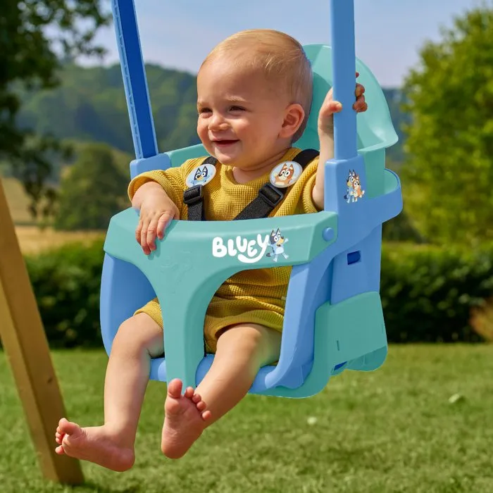 TP TOYS Quadpod 4-en-1 - Fauteuil de balançoire évolutif pour bébé et enfant de 6 mois à 8 ans - Modèle Bluey - Bleu