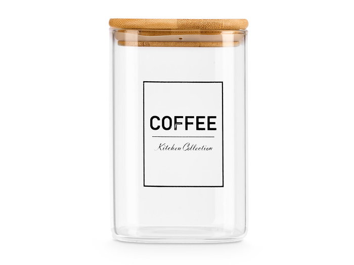 Vivalto Bocal Carré en Borosilicate avec Couvercle Bambou Coffee 1,2L 10x15x10 cm (Set de 12)