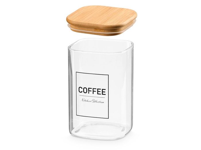 Vivalto Bocal Carré en Borosilicate avec Couvercle Bambou Coffee 1,2L 10x15x10 cm (Set de 12)