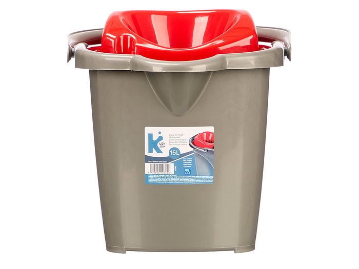 Arte Regal Seau de Nettoyage 15L Rouge Gris Plastique avec Roulettes 41x32x31cm (Set de 10)