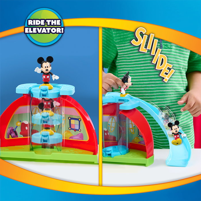 Just Play Playset Clubhouse Friends Mickey Mouse 38449 - 16 pièces avec 3 figurines, lumières et sons, multilingue, +3 ans
