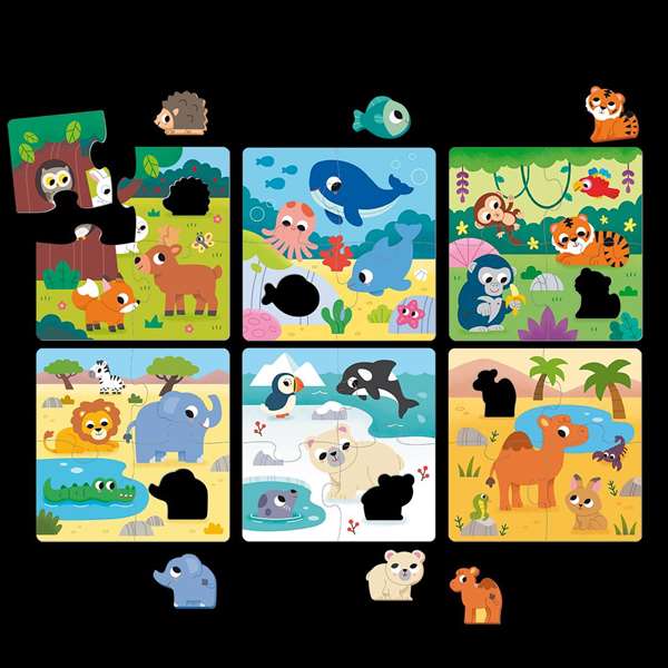 Goula - Puzzle 6 Habitats pour Enfants dès 2 Ans - 6 Puzzles en Bois avec Animaux Goula - Puzzle 6 Habitats pour Enfants dès 2 Ans - 6 Puzzles en Bois avec Animaux