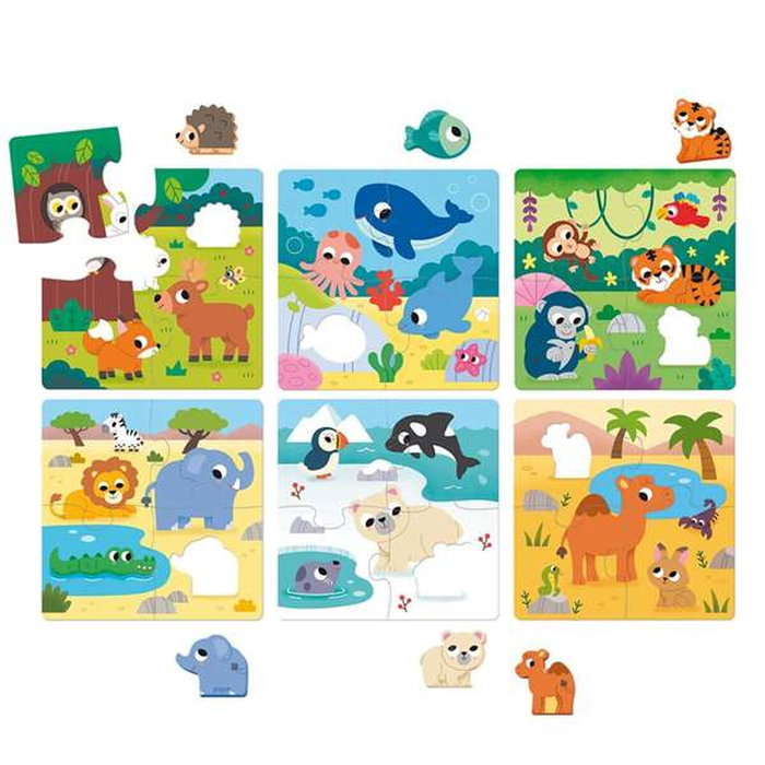 Diset Puzzle Goula 6 Habitat - Set de 6 puzzles en bois Diset Puzzle Goula 6 Habitat - Set de 6 puzzles en bois