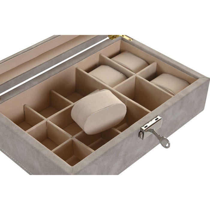 Boîte à bijoux Home ESPRIT Marron Gris Polyuréthane Bois MDF 25,00, X 16,5 X 8 CM Boîte à bijoux Home ESPRIT Marron Gris Polyuréthane Bois MDF 25,00, X 16,5 X 8 CM