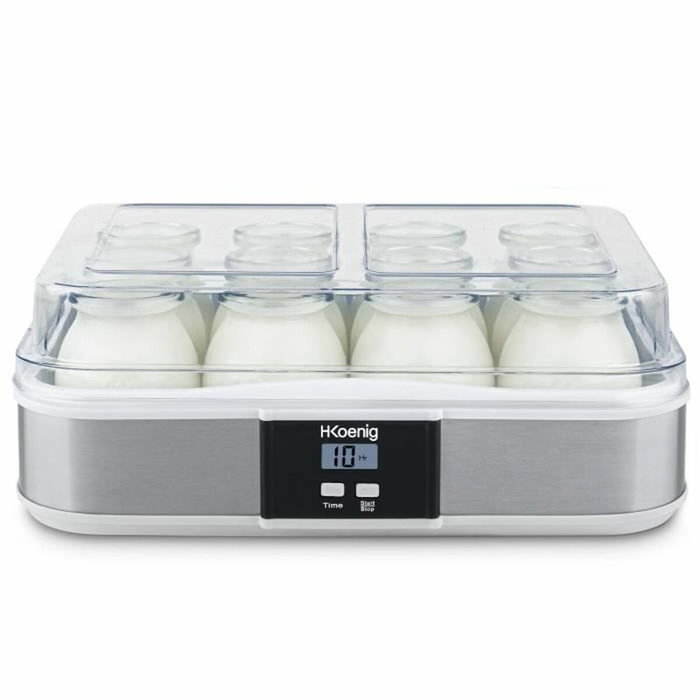 Hkoenig ELY120 Yaourtière avec 12 pots en verre et pot de 1,2L Hkoenig ELY120 Yaourtière avec 12 pots en verre et pot de 1,2L