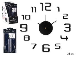 Giftdecor Horloge Adhésive 35 cm Brillante Noir Plastique EVA PET PP (Set de 12)