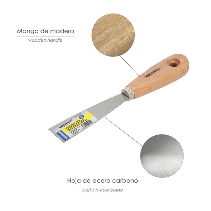 WOLFPACK LINEA PROFESIONAL Spatule avec manche en bois 30 mm