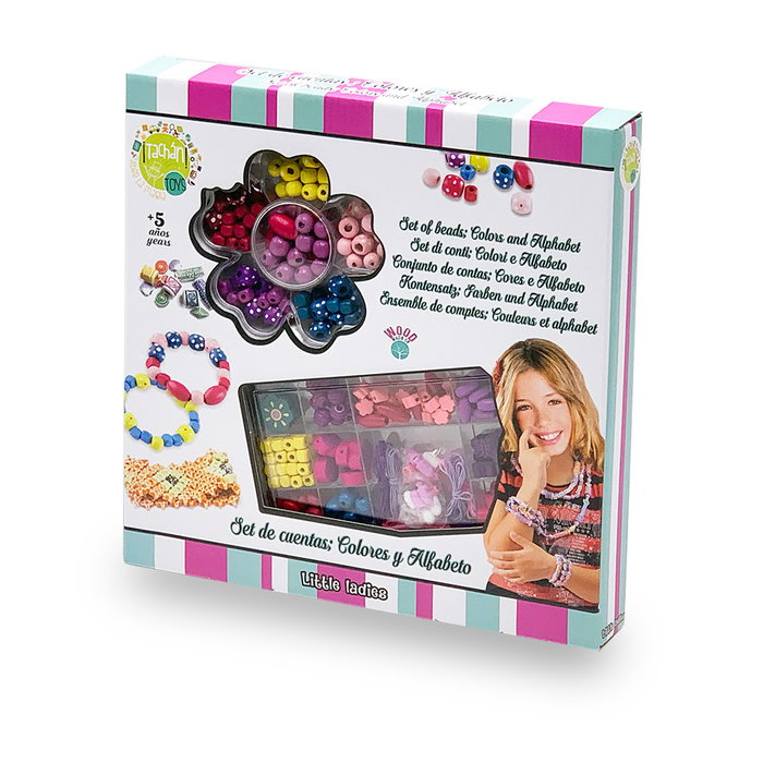 TACHAN Set pour créer des bracelets et colliers avec perles en bois - 6 couleurs et formes différentes - Boîte de rangement incluse - À partir de 5 ans TACHAN Set pour créer des bracelets et colliers avec perles en bois - 6 couleurs et formes différentes - Boîte de rangement incluse - À partir de 5 ans