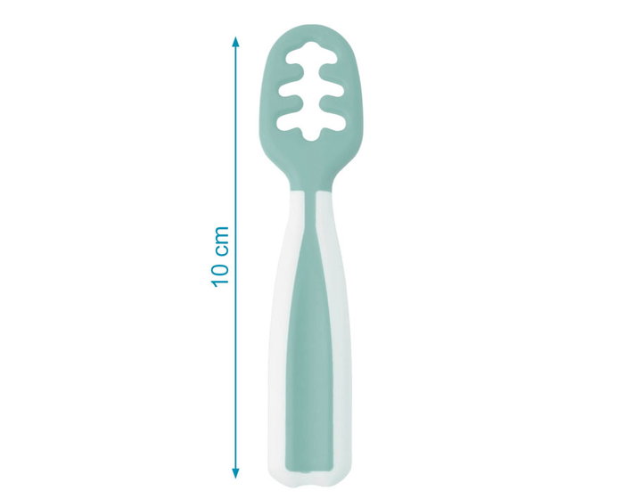 KioKids Set de 2 Précuillères d'Entraînement Bébé Sage, pour Purées et Aliments, Soulage la Poussée Dentaire, à partir de 6 Mois - Collection Honey