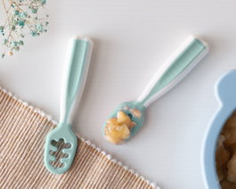 KioKids Set de 2 pré-cuillères Salvia pour bébés, Sage