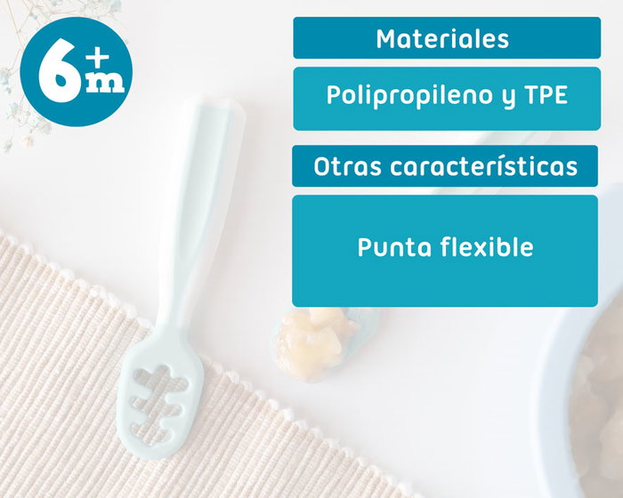 KioKids Set de 2 Précuillères d'Entraînement Bébé Sage, pour Purées et Aliments, Soulage la Poussée Dentaire, à partir de 6 Mois - Collection Honey