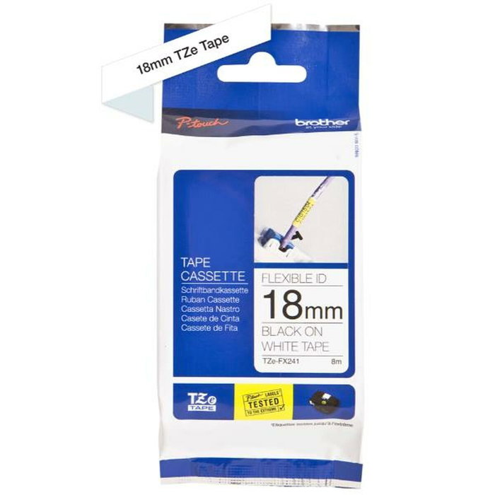 Brother Ruban Laminé TZe-FX241 18mm x 8m Noir sur Blanc Brother Ruban Laminé TZe-FX241 18mm x 8m Noir sur Blanc