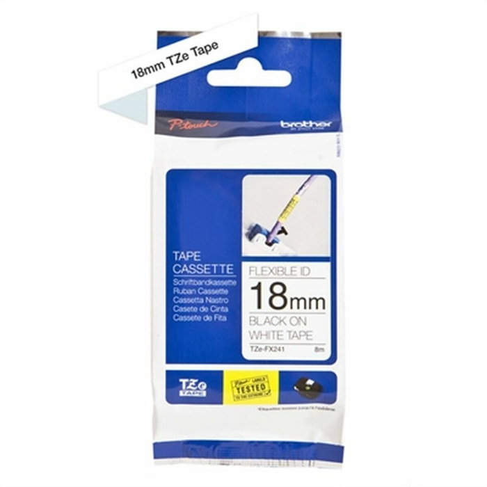 Brother Ruban Laminé TZe-FX241 18mm x 8m Noir sur Blanc Brother Ruban Laminé TZe-FX241 18mm x 8m Noir sur Blanc