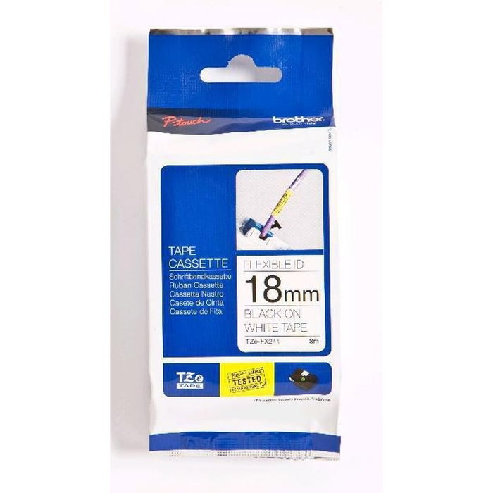 Brother Ruban Laminé TZe-FX241 18mm x 8m Noir sur Blanc Brother Ruban Laminé TZe-FX241 18mm x 8m Noir sur Blanc
