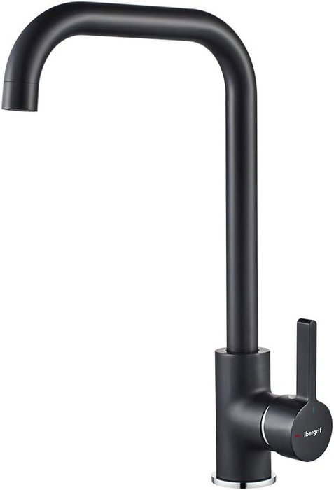 IBERGRIF Mitigeur de cuisine avec bec vertical haut noir M22105B