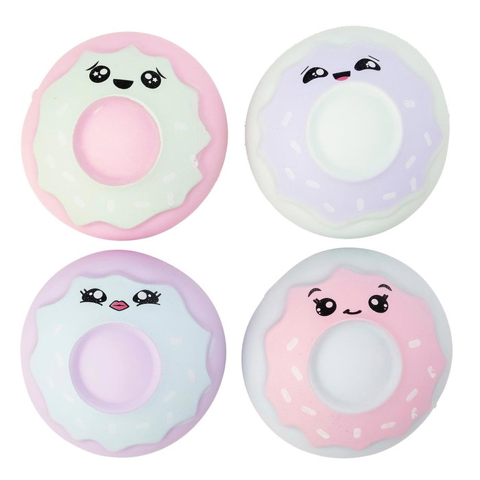 HTI Donuts en Peluche Souples Lot de 4 Jouets Doux et Câlins Compatibles PC, Langues: Anglais, Français, Allemand, Italien, Portugais, Espagnol, Âge Recommandé 3 Ans et Plus