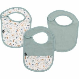 Domiva Lot de 3 bavoirs en gaze de coton, Céladon, 0-6 mois