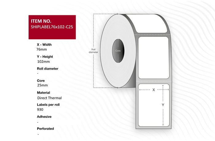 Capture Rouleau d'étiquettes d'expédition thermique direct 76 x 102 mm - Mandrin 25 mm - 930 étiquettes/rouleau - Boîte de 12 rouleaux - Pour colis PostNord, DB Schenker, UPS Capture Rouleau d'étiquettes d'expédition thermique direct 76 x 102 mm - Mandrin 25 mm - 930 étiquettes/rouleau - Boîte de 12 rouleaux - Pour colis PostNord, DB Schenker, UPS