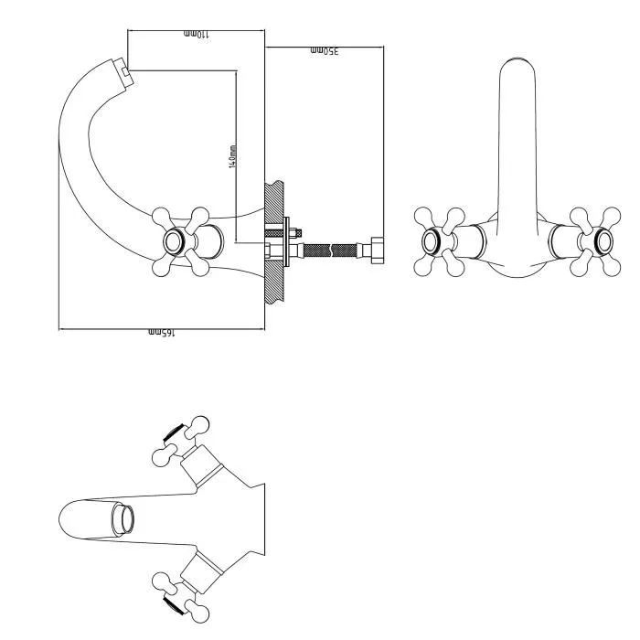 ROUSSEAU Robinet mélangeur mécanique lavabo rétro fixe Beverley - Corps laiton, tête céramique, bec fixe, embase 59 mm