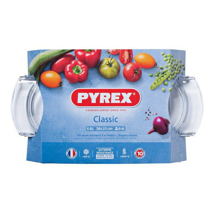 Pyrex Cocotte Ovale en Verre Borosilicate 5,8L