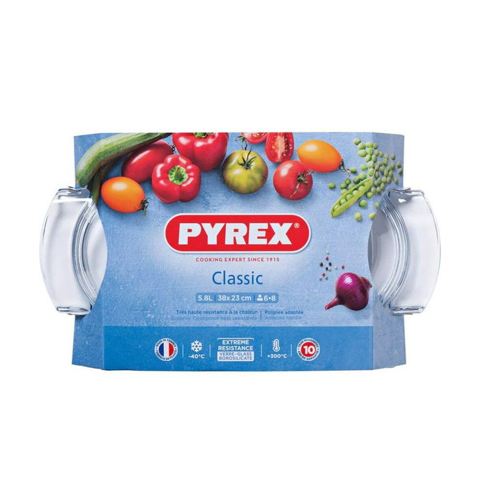 Pyrex Cocotte Ovale en Verre Borosilicate 5,8L