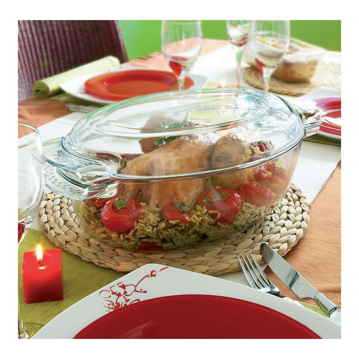 Pyrex Cocotte Ovale en Verre Borosilicate 5,8L