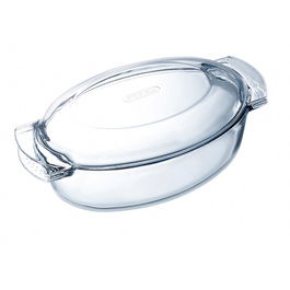 Pyrex 1450076 - Cocotte ovale en verre borosilicate - 38 x 23 cm - 5,8L - Résiste du congélateur au four (300°C)