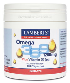 LAMBERTS OMEGA 3-6-9 avec Vitamine D3, 120 capsules