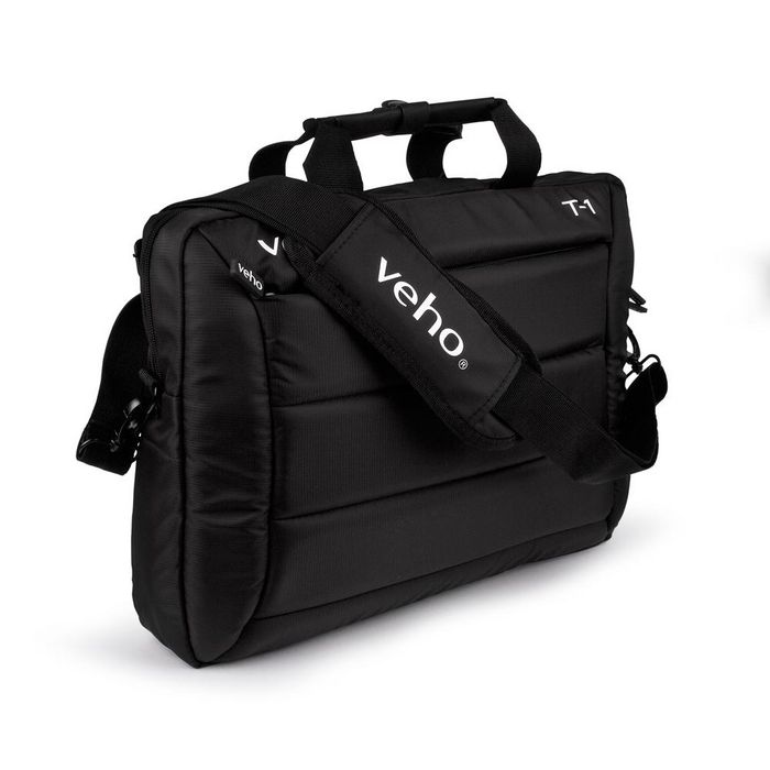 Veho T-1 Sac Porte-document Messenger pour Ordinateur Portable 15.6" et Tablette 10.1", Protection Superpaddée, Compartiment Zippé Extérieur et Sangle Réglable