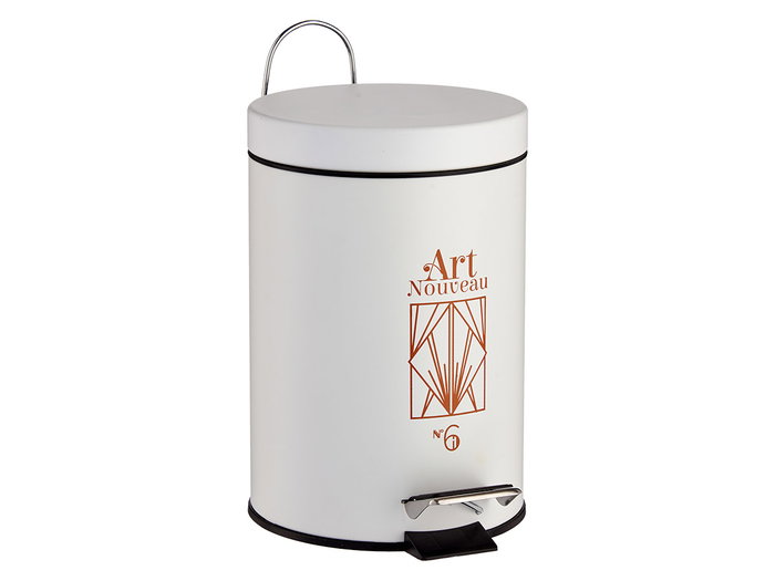 Berilo Corbeille à Papier Art Nouveau 3L Blanc et Bronze Acier et Plastique 23x24.5x17cm (Set de 6)