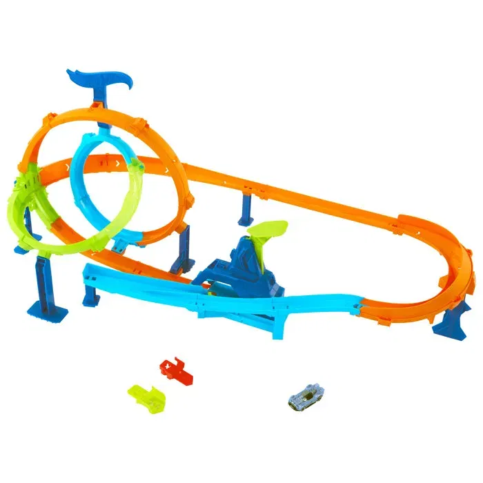 Hot Wheels Piste à Double Boucle Looping Cyclone avec Lanceur Multivoitures pour Cascades et Courses - Modèle Hw Hot Wheels Piste à Double Boucle Looping Cyclone avec Lanceur Multivoitures pour Cascades et Courses - Modèle Hw